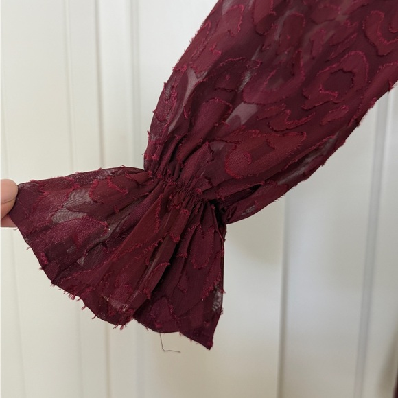 Vici leopard appliqué wine colored flounce smocked & tiered dress. So pretty! - Picture 9 of 9